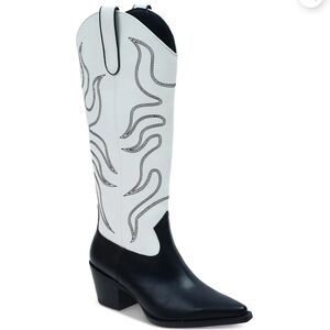 Wild Pair Black and White Heeled Boots